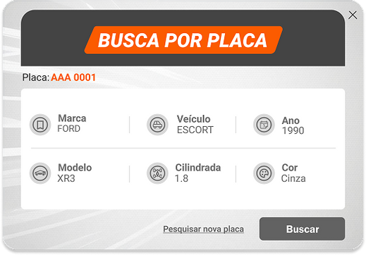imagem da tela de busca por placa